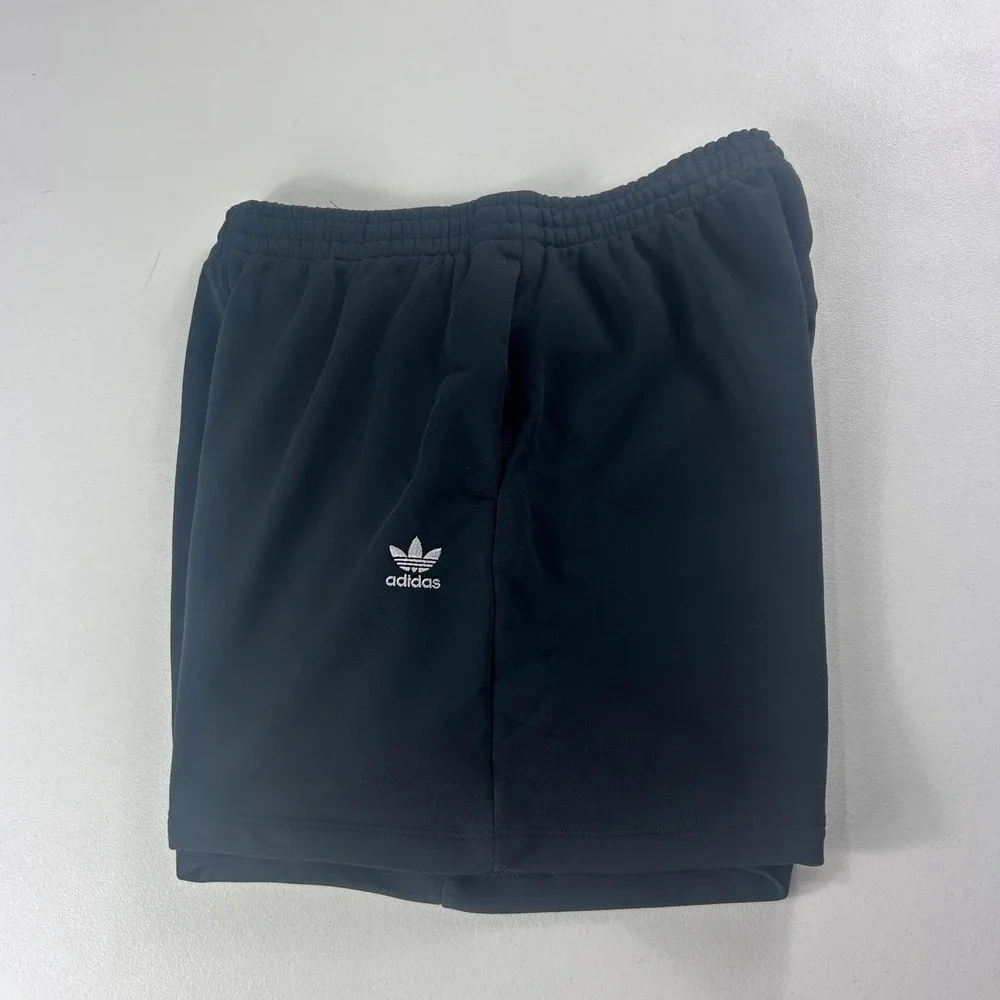 adidas Originals Black Athletic Shorts with White Trefoil Logo